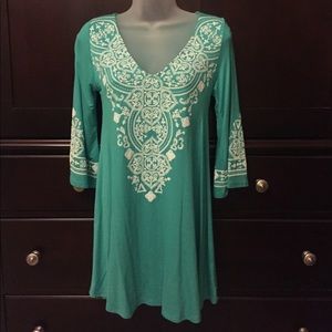 Green V Neck Tunic